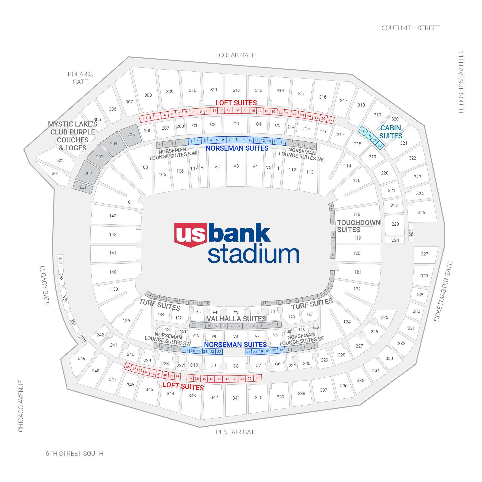U.S. Bank Stadium /  Suite Map and Seating Chart